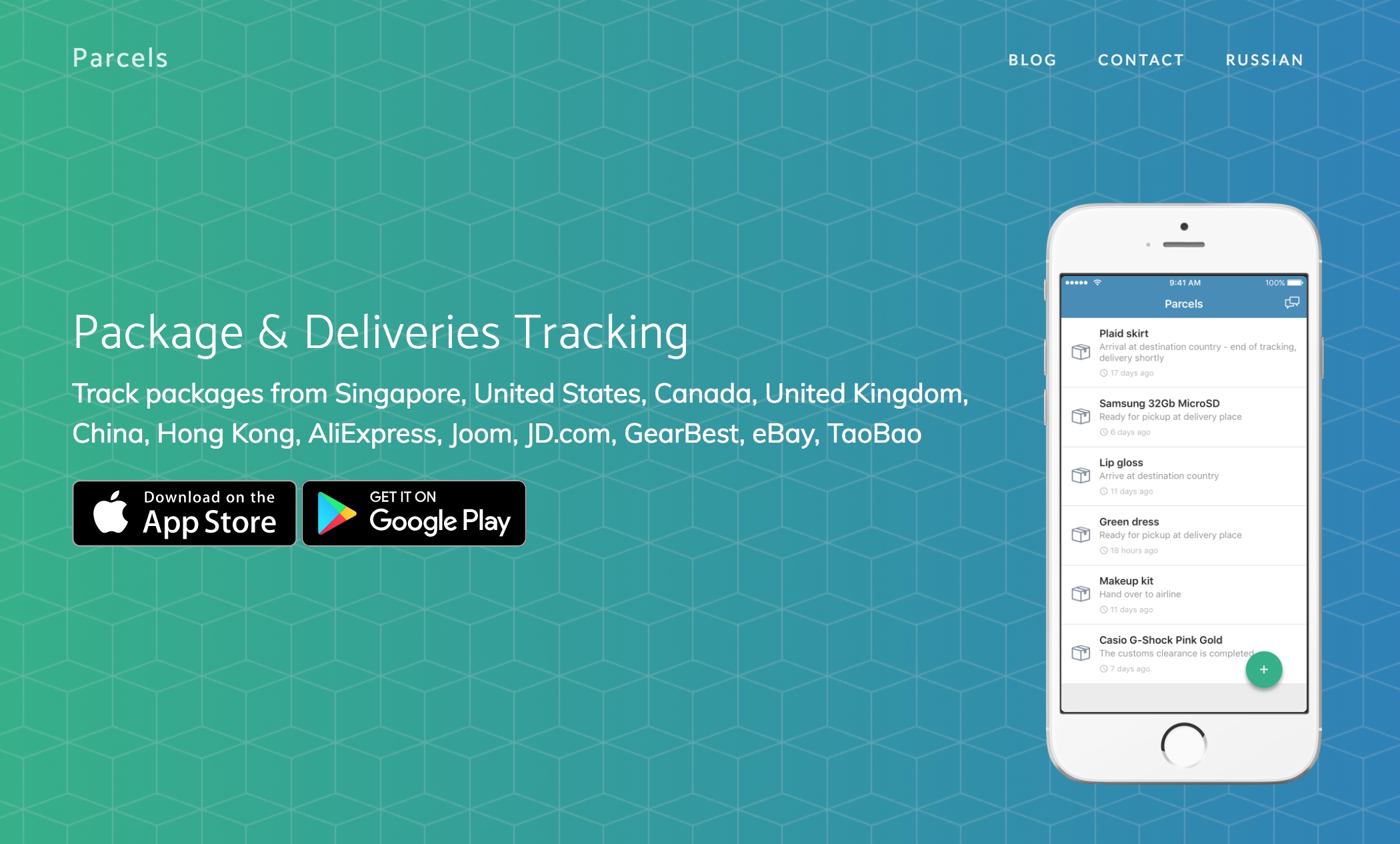 Parcels landing page