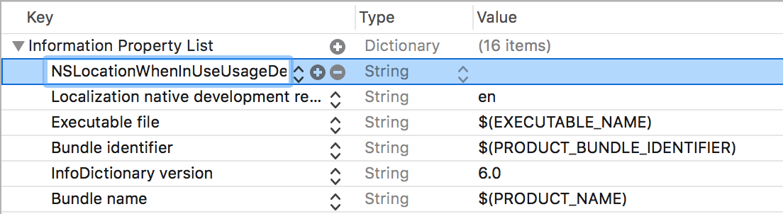 Info.plist NSLocationWhenInUseUsageDescription