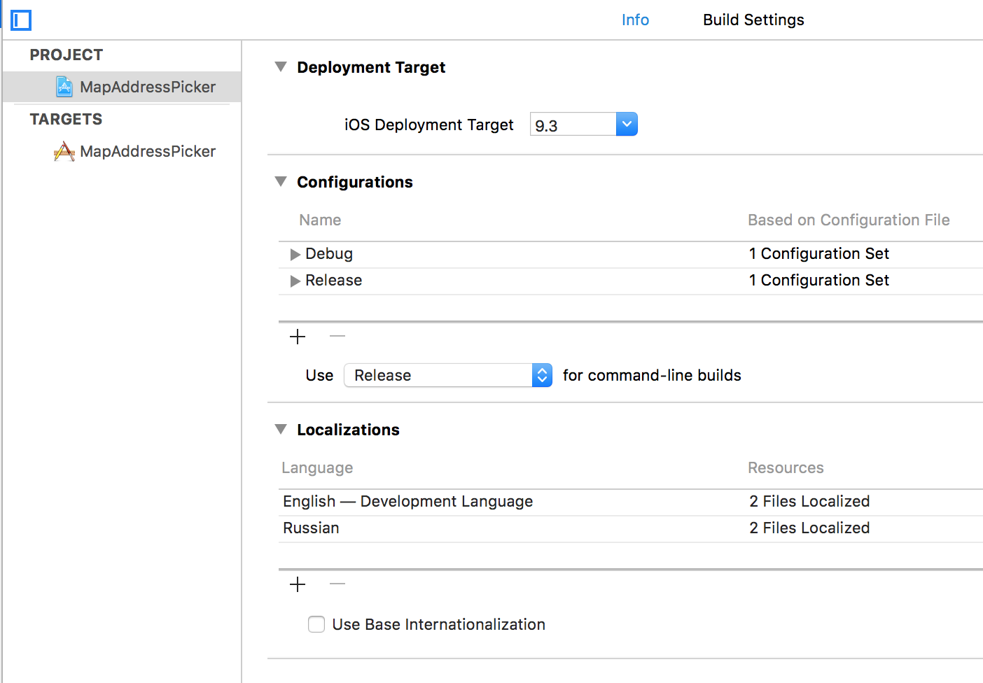 Xcode Project Settings