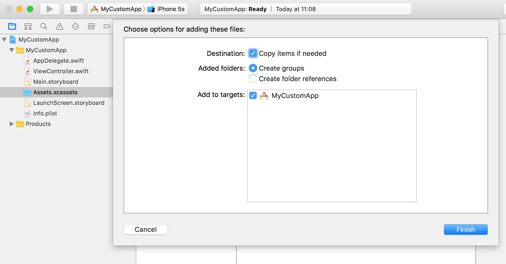 Adding Source Code Files to Xcode